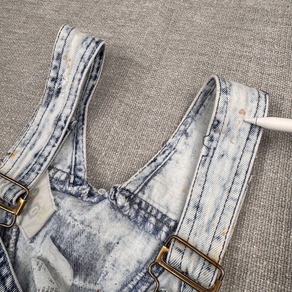 Squeeze Women's Denim Overalls Acid Wash Blue Vintage Stain - Picture 8 of 8